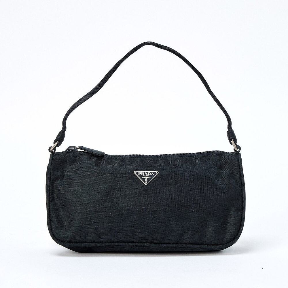 Prada Tessuto Triangle Handbag Black Silver
